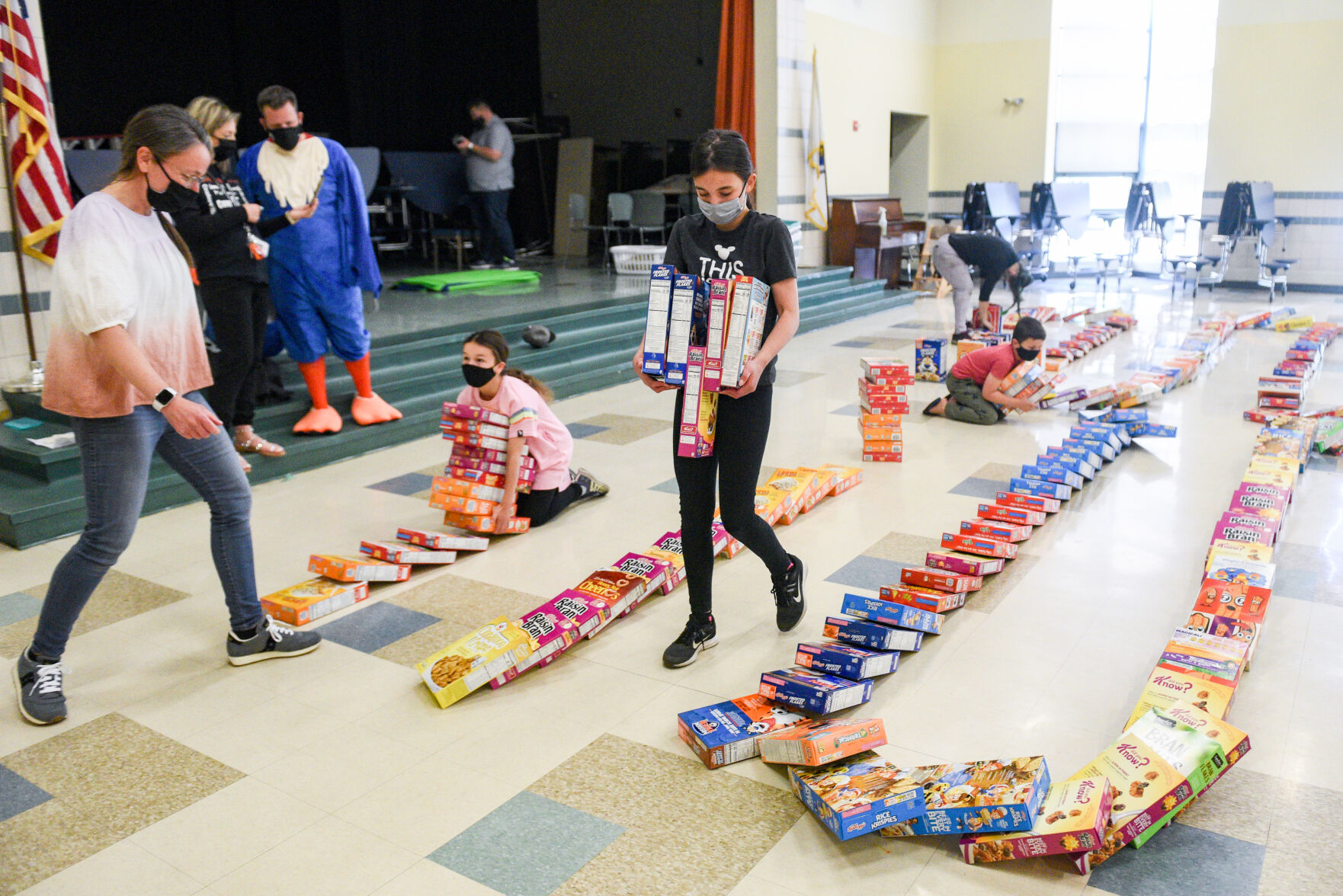 Cereal Box Domino Challenge at the Cove Elementary School